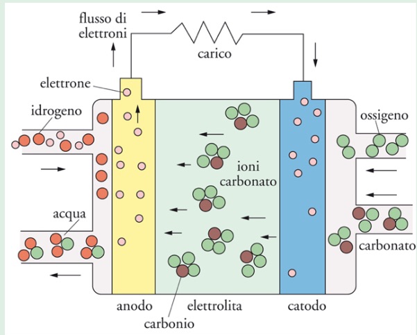 Celle a combustibile schema di funzionamento